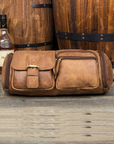 Vintage Leather Fanny Pack Mens Waist Bag Hip Pack Belt Bag Bumbag for Men