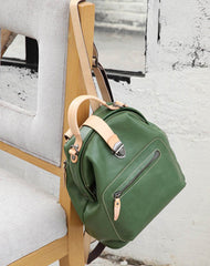 Fashion Handmade Womens Green Leather Backpack Satchel Bag Green School Backpack for Women