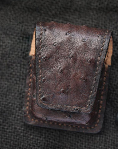 Cool Coffee Leather Mens Zippo Lighter Cases With Belt Loop Handmade Lighter Holders For Men