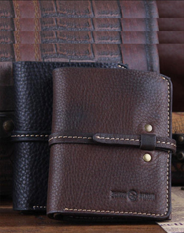 Genuine Leather Mens Cool Slim Long billfold Leather Wallet Men Small Wallets Bifold for Men