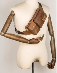Vintage Leather Fanny Pack Mens Waist Bag Hip Pack Belt Bag Bumbag for Men