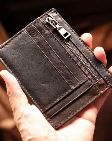 Ultra Thin Leather Mens Front Pocket Wallet Slim billfold Wallet License Small Wallet For Men