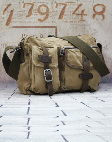Canvas Mens Khaki Vertical Postman Bag Canvas Black Messenger Bag Courier Bags For Men