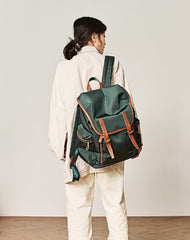 Fashion Black Nylon Leather Mens Backpack Nylon Travel Backpack Green Nylon School Backpack for Men