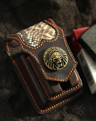 skull cigarette case with lighter Mens Leather Cases Holder for Men Cool Le iChainWallets Complete your rocker clothes with a unique accessory! Cool Handmade Indian SKull Leather