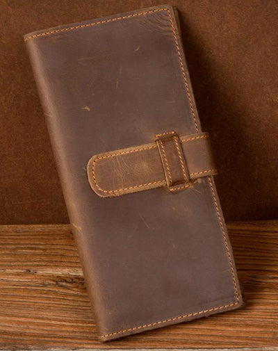 Cool Light Brown Mens Bifold Long Wallet Mutlicard Wallet Slim Long Wallet for Men