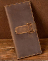 Cool Light Brown Mens Bifold Long Wallet Mutlicard Wallet Slim Long Wallet for Men