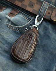 Crocodile Leather Mens Audi Volkswagen Toyota Car Key Case Car Key Holder with Belt Loop For Men