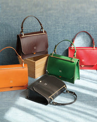 Fashion Womens Black Leather Flap Over Handbag Purse Handmade Square Crossbody Bag Shoulder Bag Purse