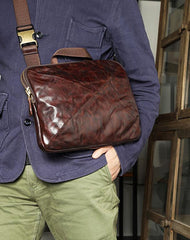 DISTRESSED BROWN LEATHER MEN'S Side Bag Black MESSENGER BAG Small Postman bag FOR MEN