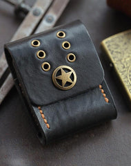 Cool Texas Star Black Leather Mens Zippo Lighter Cases Standard Zippo Lighter Holder Belt Loop For Men