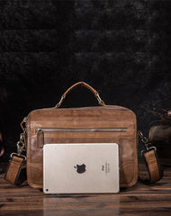 Brown Men's Small Professional Briefcase 10‘’ Laptop Handbag Business Shoulder Bag For Men