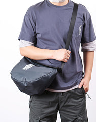 Cool Black Oxford Nylon MENS Waterproof Saddle Bag Side Bag Black Messenger Bag Courier Bag For Men