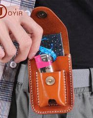 Leather Mens Cigarette Cases with Lighter Holder With Belt Loop Cigarette Holder For Men