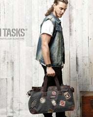 Black Mens Fashion Canvas Large Travel Bag Shoulder Canvas Weekender Bag Duffle Bag For Men