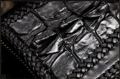 Handmade Leather Mens Biker Chain Wallet Cool Leather Wallet Long Zipper Wallets for Men