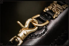 Handmade Leather Mens Biker Chain Wallet Cool Leather Wallet Long Zipper Wallets for Men