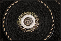 Handmade Leather Tibetan Mens Biker Chain Wallets Cool Leather Wallet Long Chain Wallets for Men
