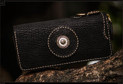 Handmade Leather Tibetan Mens Biker Chain Wallets Cool Leather Wallet Long Chain Wallets for Men