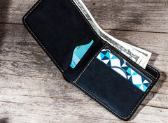 Cool Leather Men Slim Small Wallet Bifold Vintage billfold Wallet for Men