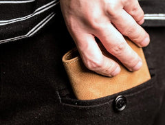 Brown Leather Men Slim Small Wallet Bifold billfold Vintage Wallet for Men