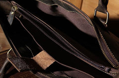 Vintage Leather Mens Coffee Briefcase Shoulder Bag Work Bag Laptop Bag Business Bag for Men