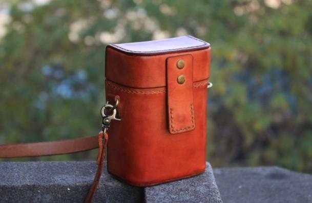 Handmade Brown Leather Mens Small Box Bag Shoulder Bag Messenger Bag for Men