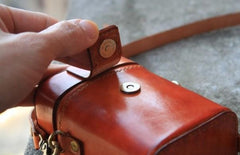 Handmade Brown Leather Mens Small Box Bag Shoulder Bag Messenger Bag for Men
