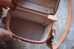 Handmade Brown Leather Mens Small Box Bag Shoulder Bag Messenger Bag for Men