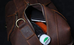 Handmade Genuine Leather Coffee Mens Cool Sling Pack Bag Crossbody Bag Chest Bag for men