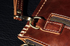 Handmade Leather Mens Brown Clutch Vintage Wristlet Wallet Clutch Wallet for Men