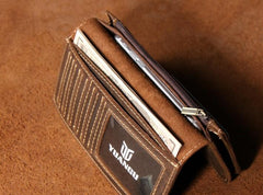 Leather Long Wallets for men Bifold Vintage Mens Long Wallet