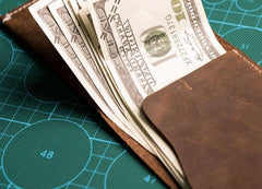 Unique Leather Men Slim Small Wallet Bifold billfold Vintage Wallet for Men