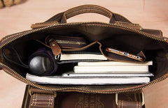 Leather Mens Briefcase Handbag Shoulder Bag Work Bag Business Bag for Men