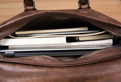 Leather Mens Brown Briefcase Handbag Shoulder Bag Work Bag Business Bag for Men