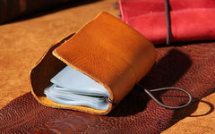 Handmade Leather Mens Card Holder Small Card Wallet for Women
