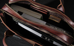 Leather Mens Coffee Briefcase Handbag Work Bag Business Bag for Men
