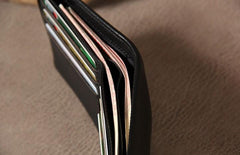 Leather Mens Black Small Leather Wallet Men Small Wallets Bifold for Men