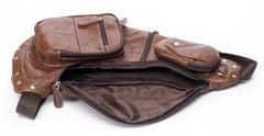 Leather Mens Cool Sling Bag Crossbody Bag Chest Bag for men
