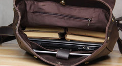 Vintage Leather Brown Mens Cool Leather Backpack Travel Bag for men